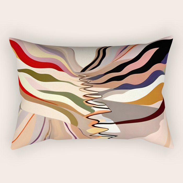 Interwoven, Pastel Colorful Nature Landscape, Mountains Hills Valley Travel, Muted Bohemian Painting Rectangular Pillow Gallery Image 1