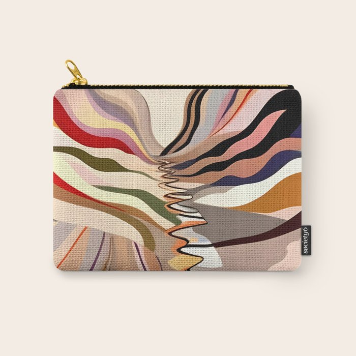 Interwoven, Pastel Colorful Nature Landscape, Mountains Hills Valley Travel, Muted Bohemian Painting Carry All Pouch Gallery Image 1