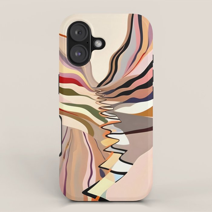 Interwoven, Pastel Colorful Nature Landscape, Mountains Hills Valley Travel, Muted Bohemian Painting iPhone Case Gallery Image 1
