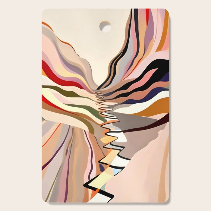 Interwoven, Pastel Colorful Nature Landscape, Mountains Hills Valley Travel, Muted Bohemian Painting Cutting Board Gallery Image 1