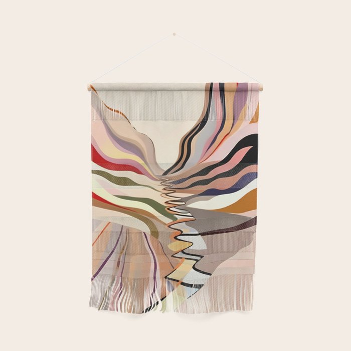Interwoven, Pastel Colorful Nature Landscape, Mountains Hills Valley Travel, Muted Bohemian Painting Wall Hanging Gallery Image 1