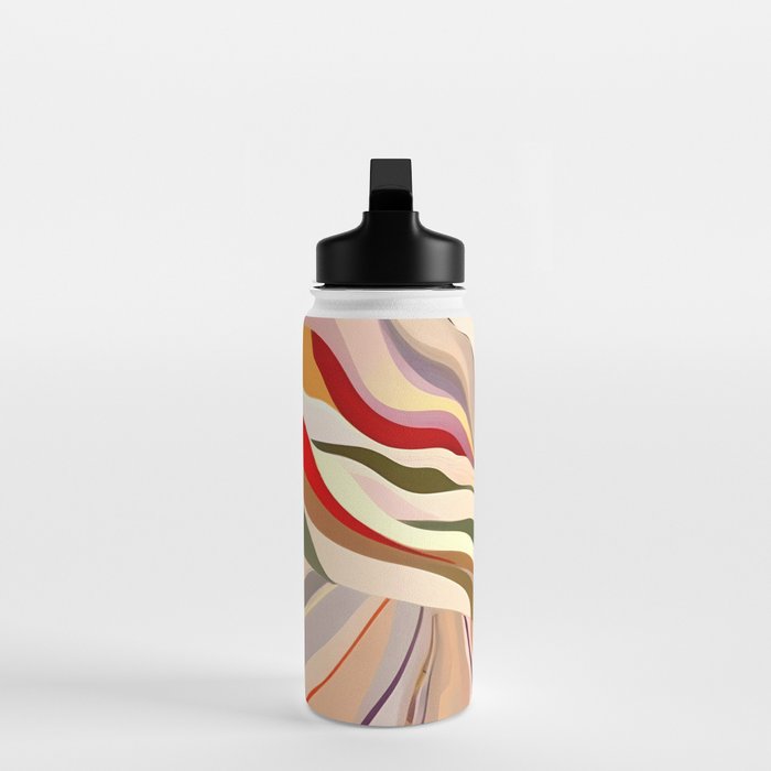 Interwoven, Pastel Colorful Nature Landscape, Mountains Hills Valley Travel, Muted Bohemian Painting Water Bottle Gallery Image 3