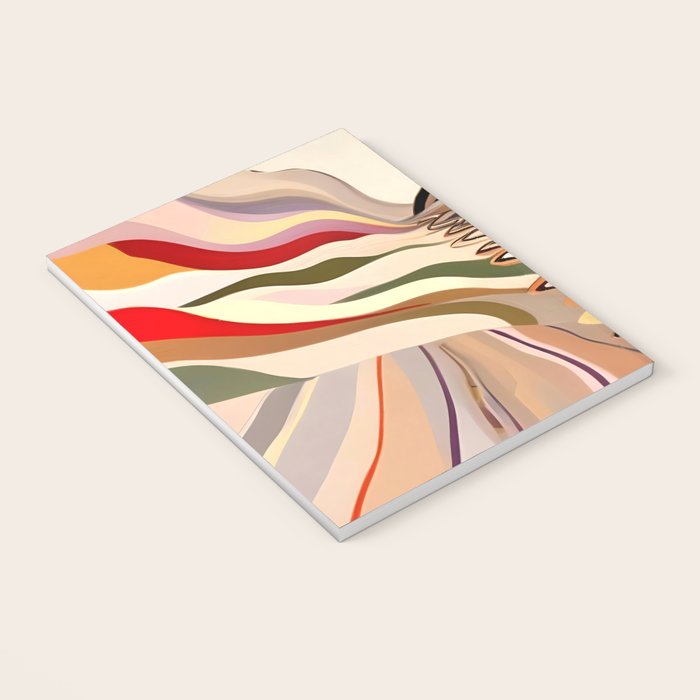 Interwoven, Pastel Colorful Nature Landscape, Mountains Hills Valley Travel, Muted Bohemian Painting Notebook Gallery Image 3