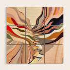 Interwoven, Pastel Colorful Nature Landscape, Mountains Hills Valley Travel, Muted Bohemian Painting Wood Wall Art Gallery Image 1