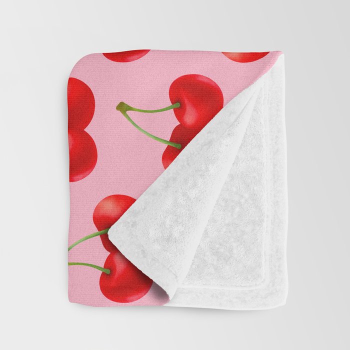 Y2K Cherries - Pink Pattern Large Throw Blanket Gallery Image 3