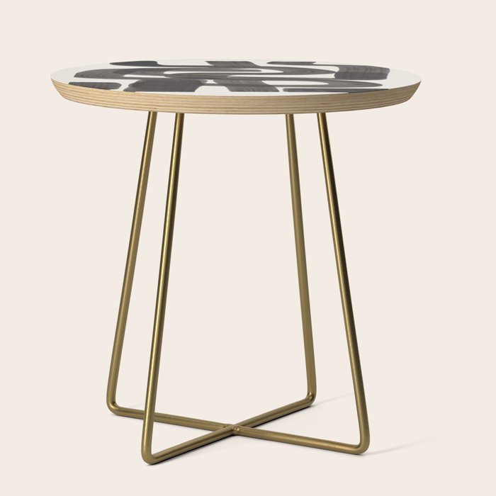 Black Ink Paint Brush Strokes Wiggles Mid Century Modern Side Table Gallery Image 1