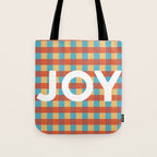 Joy in Christmas Plaid Tote Bag Gallery Image 1