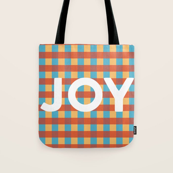 Joy in Christmas Plaid Tote Bag Gallery Image 1