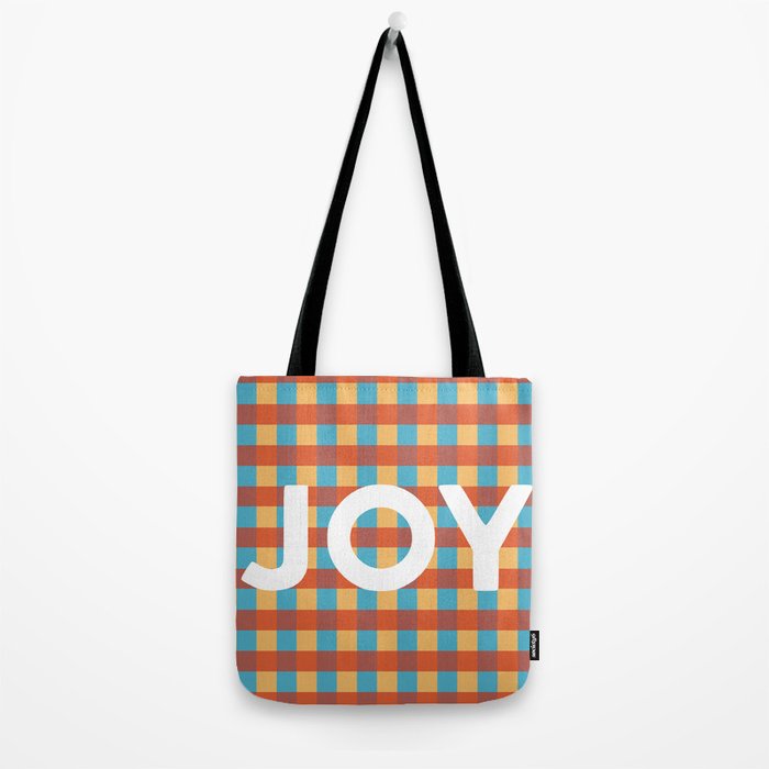 Joy in Christmas Plaid Tote Bag Gallery Image 2