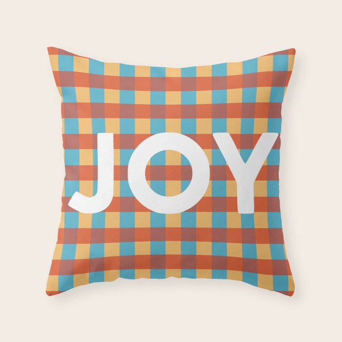 Joy in Christmas Plaid Throw Pillow Gallery Image 1