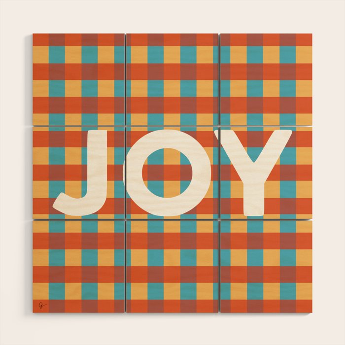 Joy in Christmas Plaid Wood Wall Art Gallery Image 1
