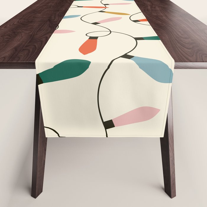 Vintage christmas lights art pattern Table Runner Gallery Image 1