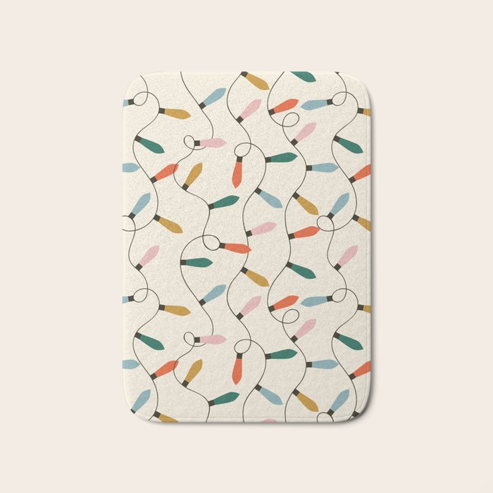 Vintage christmas lights art pattern Bath Mat Gallery Image 1