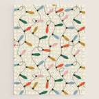 Vintage christmas lights art pattern Jigsaw Puzzle Gallery Image 1