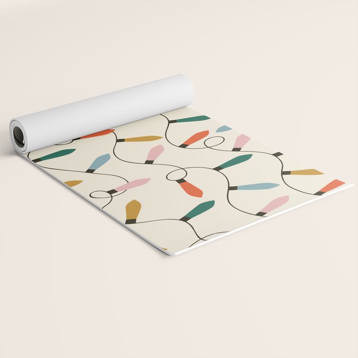 Vintage christmas lights art pattern Yoga Mat Gallery Image 2