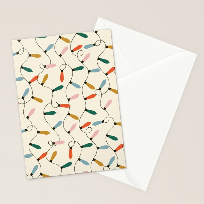Vintage christmas lights art pattern Stationery Card Gallery Image 2