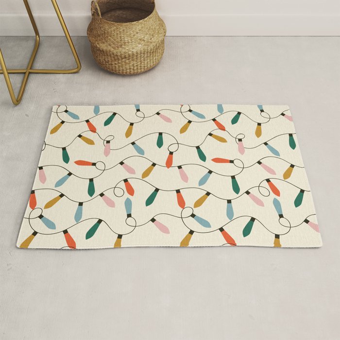 Vintage christmas lights art pattern Rug Gallery Image 1