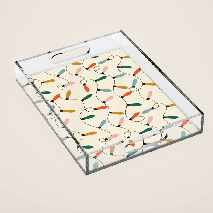 Vintage christmas lights art pattern Acrylic Tray Gallery Image 1