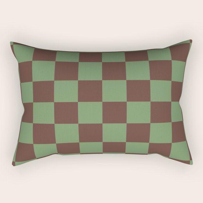 Sea Glass x Chocolate Mixed Checker Rectangular Pillow Gallery Image 2