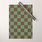 Sea Glass x Chocolate Mixed Checker Wrapping Paper Gallery Image 1