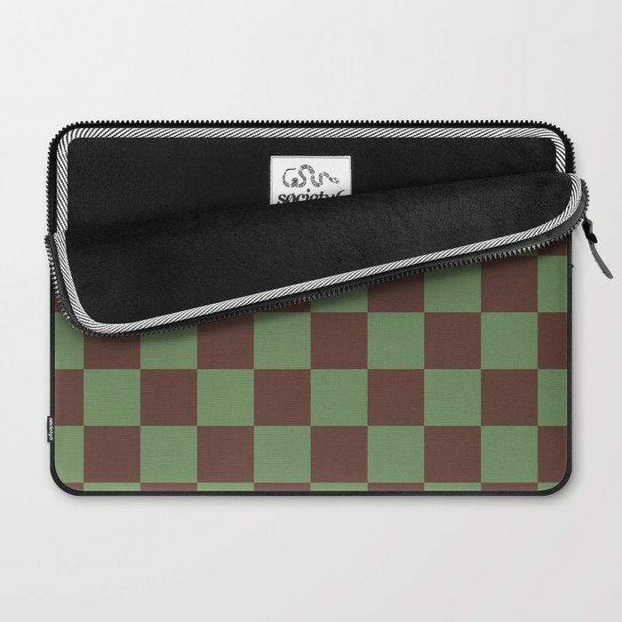 Sea Glass x Chocolate Mixed Checker Laptop Sleeve Gallery Image 2