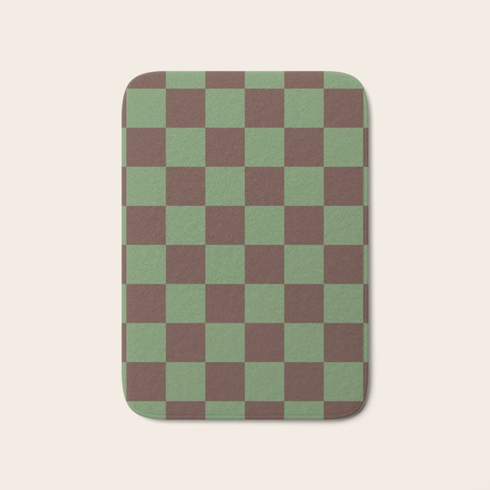 Sea Glass x Chocolate Mixed Checker Bath Mat Gallery Image 1