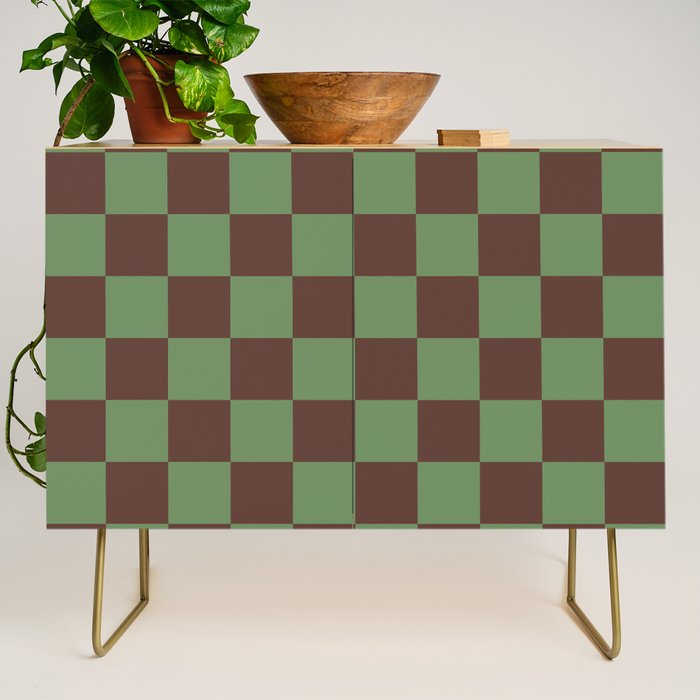 Sea Glass x Chocolate Mixed Checker Credenza Gallery Image 1
