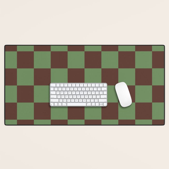 Sea Glass x Chocolate Mixed Checker Desk Mat Gallery Image 1