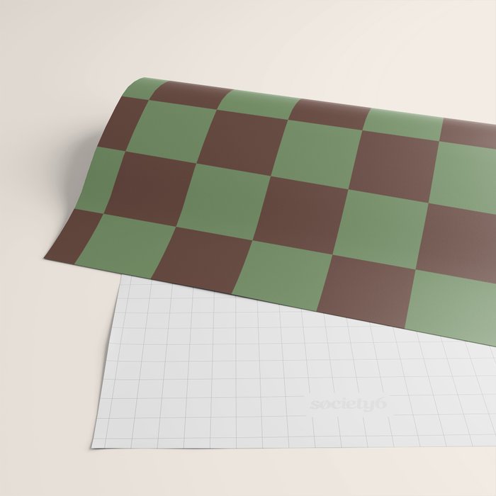 Sea Glass x Chocolate Mixed Checker Wrapping Paper Gallery Image 2
