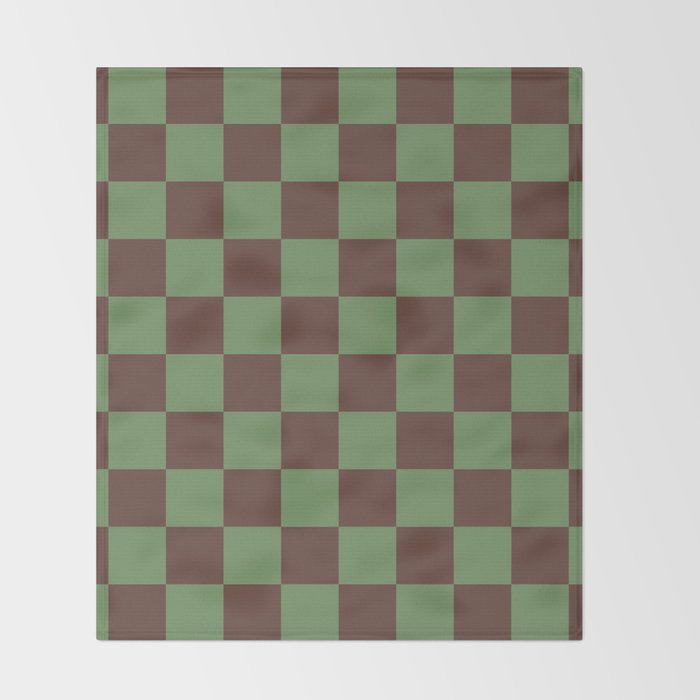 Sea Glass x Chocolate Mixed Checker Throw Blanket Gallery Image 2