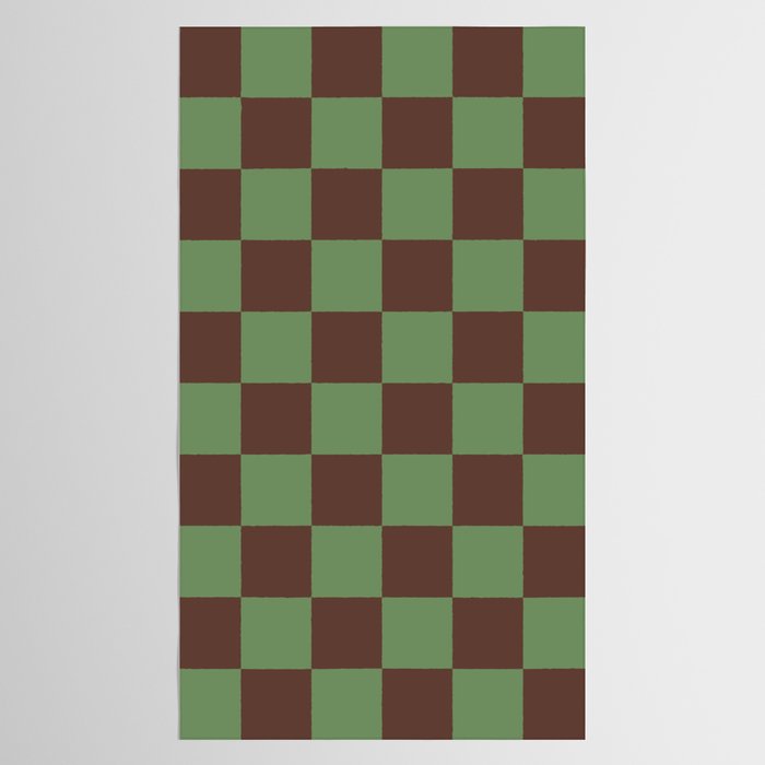 Sea Glass x Chocolate Mixed Checker Tablecloth Gallery Image 2