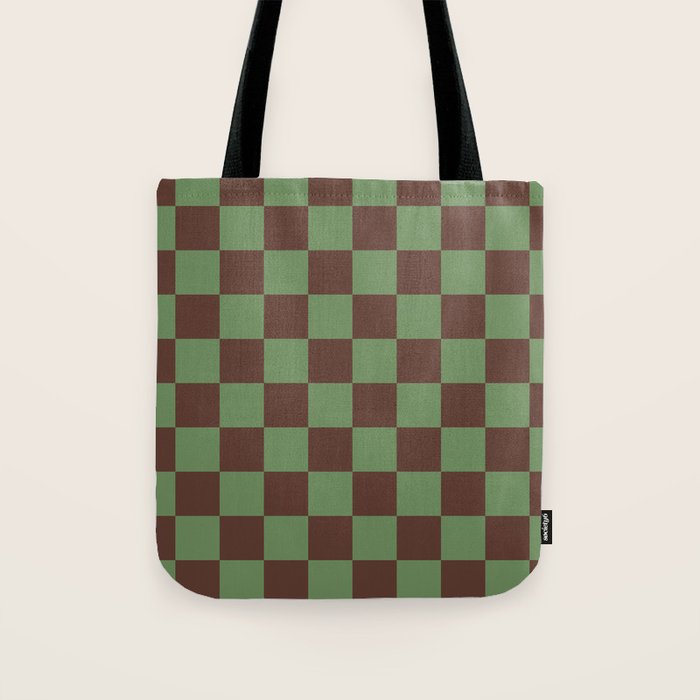 Sea Glass x Chocolate Mixed Checker Tote Bag Gallery Image 1