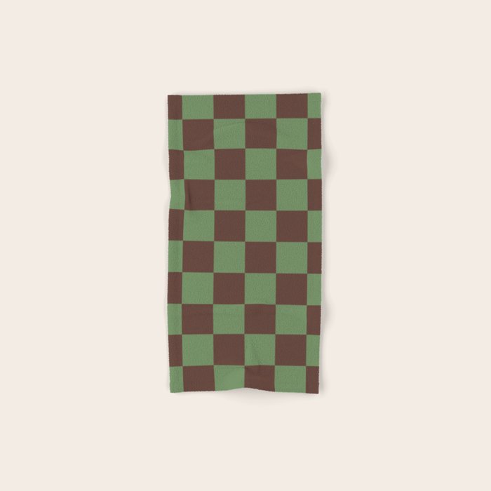 Sea Glass x Chocolate Mixed Checker Bath Towel Gallery Image 1