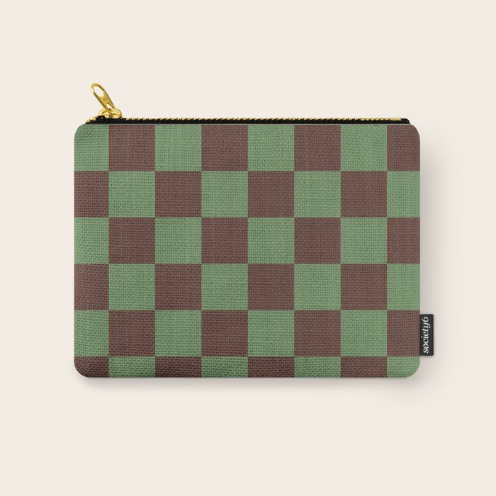 Sea Glass x Chocolate Mixed Checker Carry All Pouch Gallery Image 1