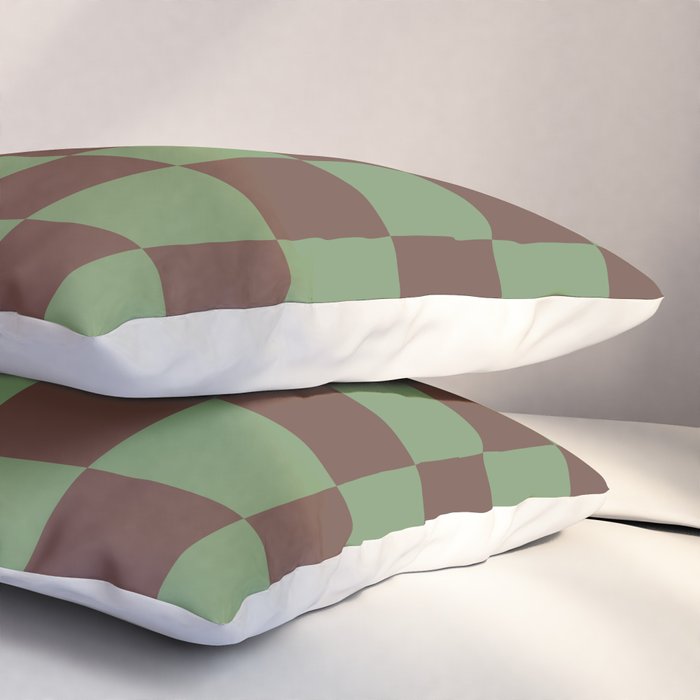 Sea Glass x Chocolate Mixed Checker Pillow Sham Gallery Image 3