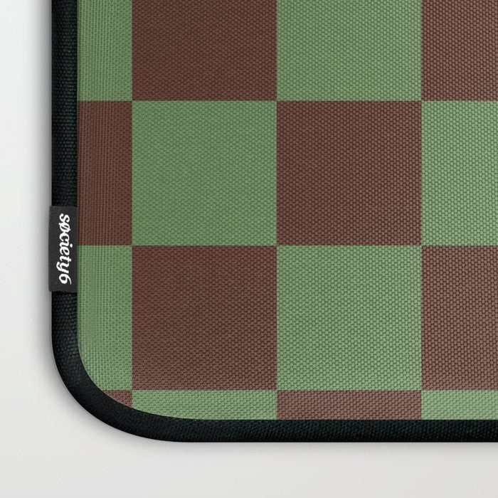 Sea Glass x Chocolate Mixed Checker Laptop Sleeve Gallery Image 3