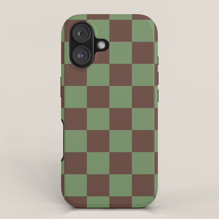 Sea Glass x Chocolate Mixed Checker iPhone Case Gallery Image 1