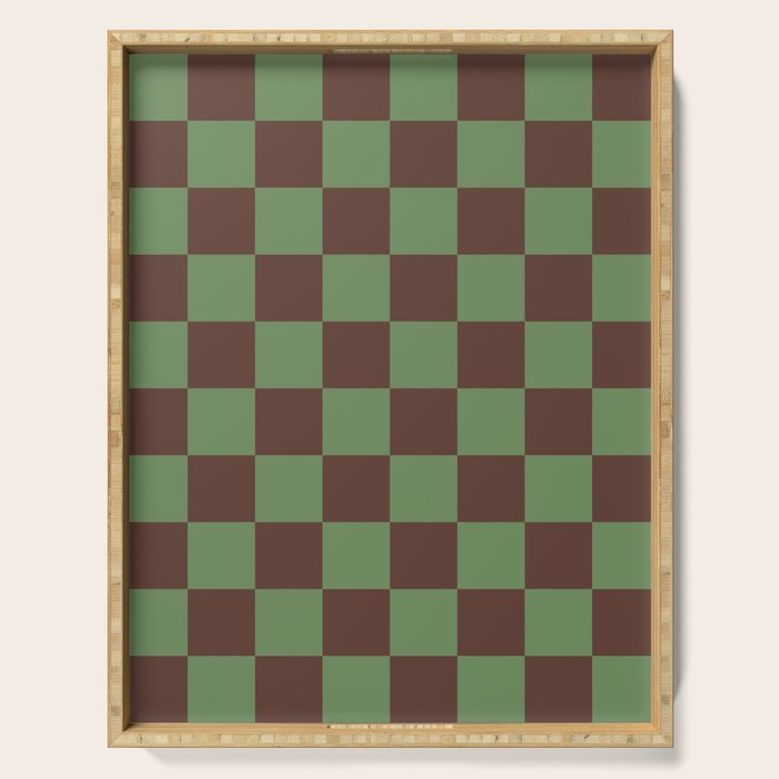 Sea Glass x Chocolate Mixed Checker Serving Tray Gallery Image 1