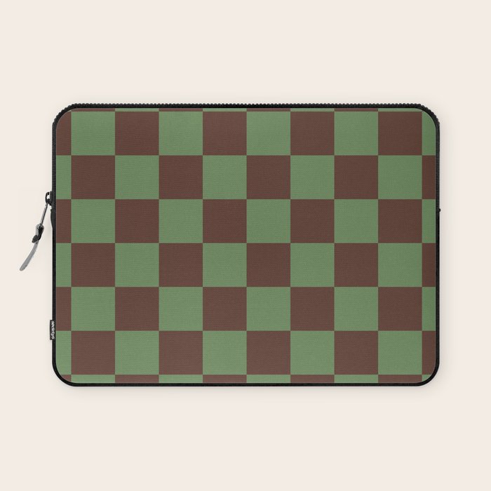 Sea Glass x Chocolate Mixed Checker Laptop Sleeve Gallery Image 1