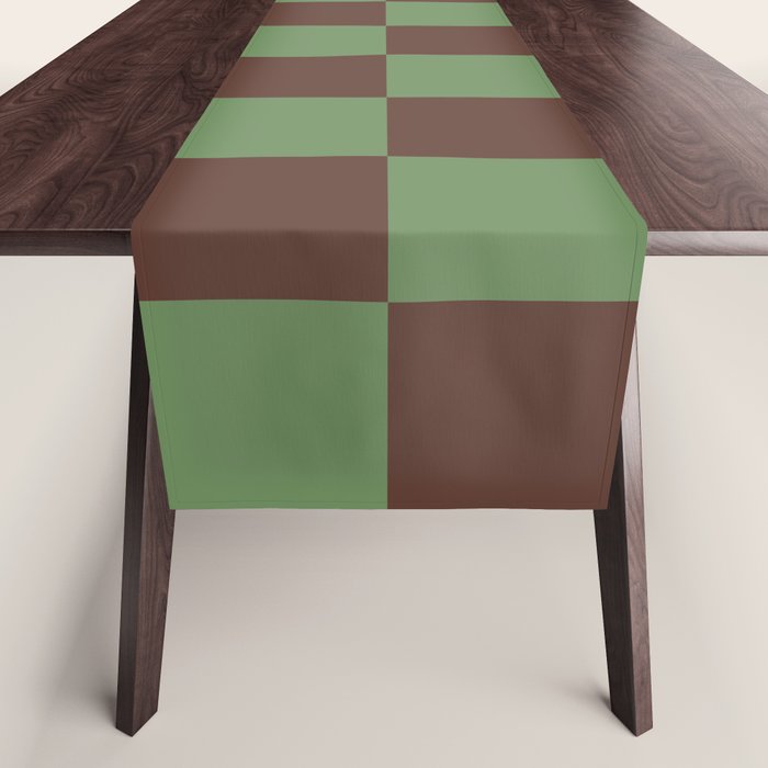 Sea Glass x Chocolate Mixed Checker Table Runner Gallery Image 1