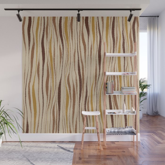 Irregular Lines / Brown & Yellow Wall Mural Gallery Image 1