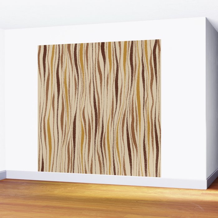 Irregular Lines / Brown & Yellow Wall Mural Gallery Image 2