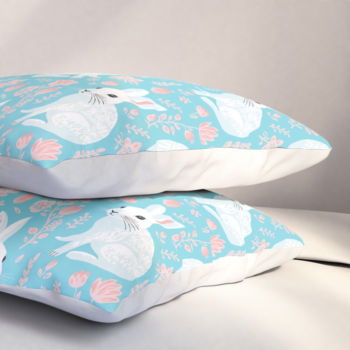 Vintage flower rabbit spring art pattern Pillow Sham Gallery Image 3