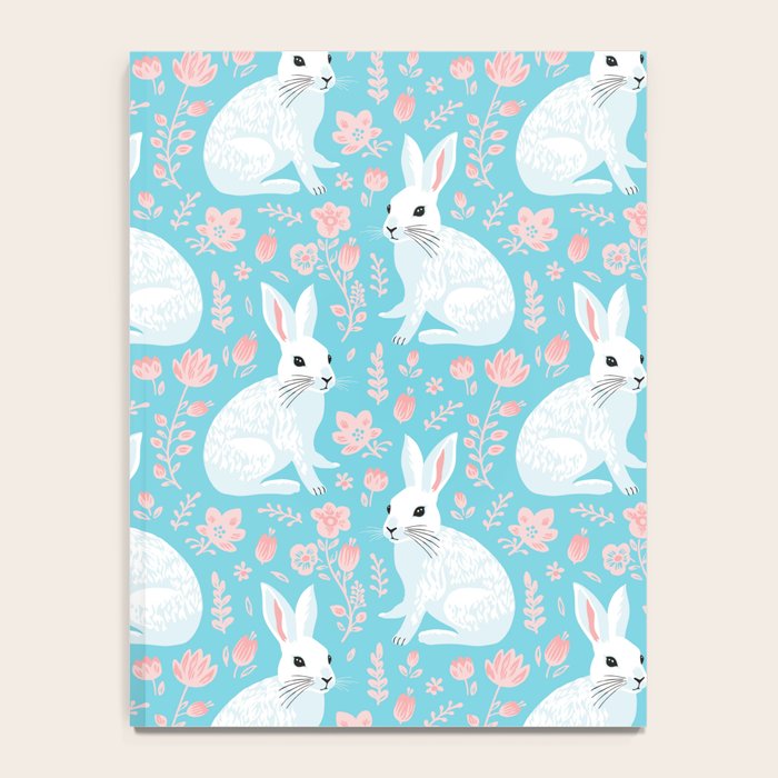 Vintage flower rabbit spring art pattern Notebook Gallery Image 4
