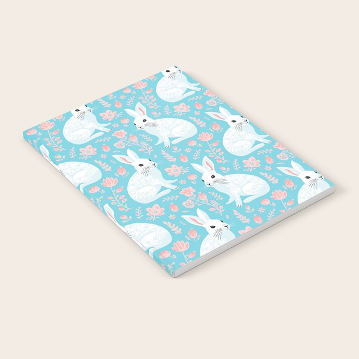 Vintage flower rabbit spring art pattern Notebook Gallery Image 1