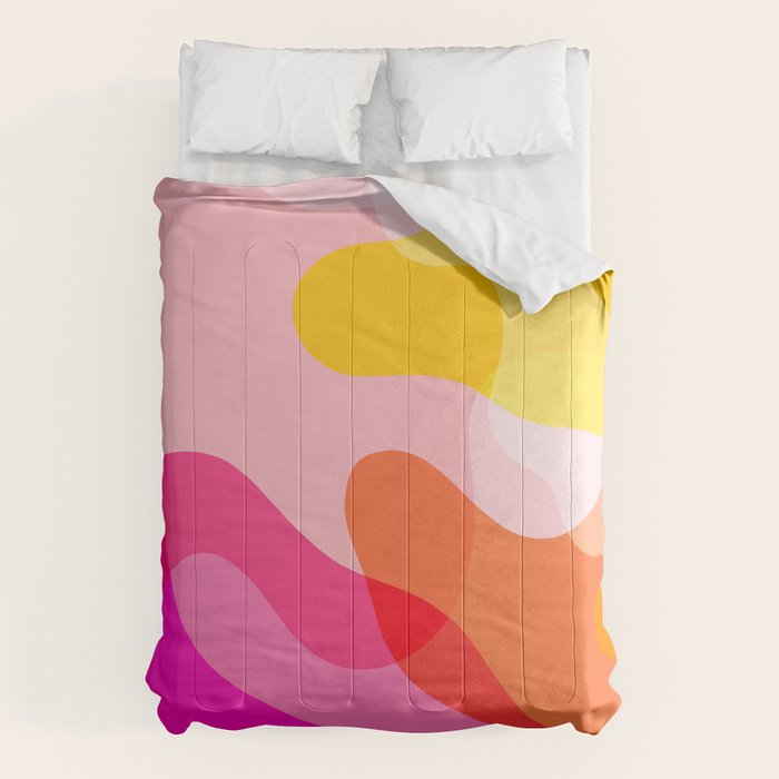 Abstract Yellow Pink Colorful Organic Shapes Comforter Gallery Image 6