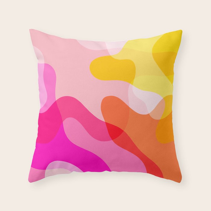 Abstract Yellow Pink Colorful Organic Shapes Throw Pillow Gallery Image 6