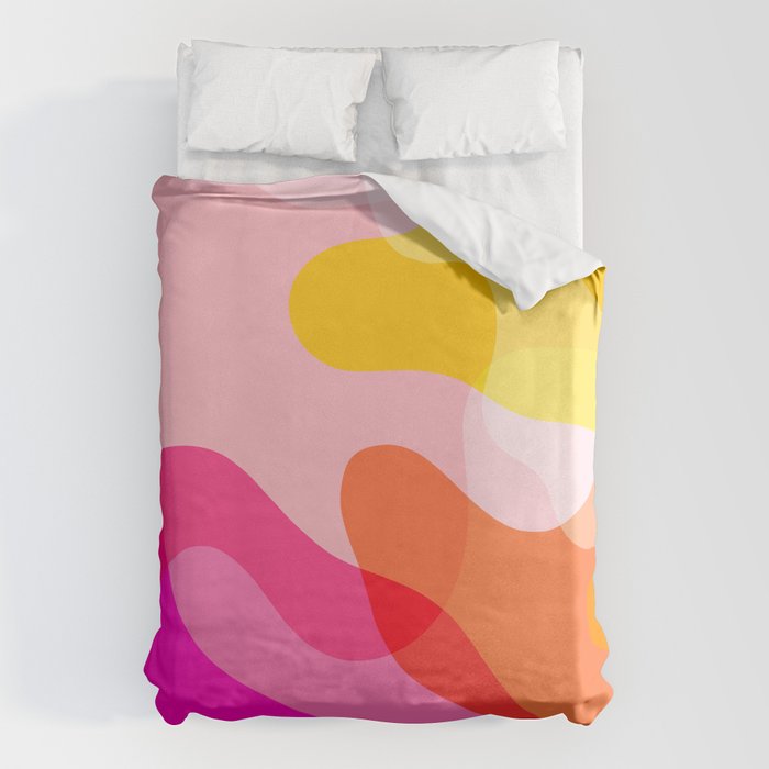 Abstract Yellow Pink Colorful Organic Shapes Duvet Cover Gallery Image 6