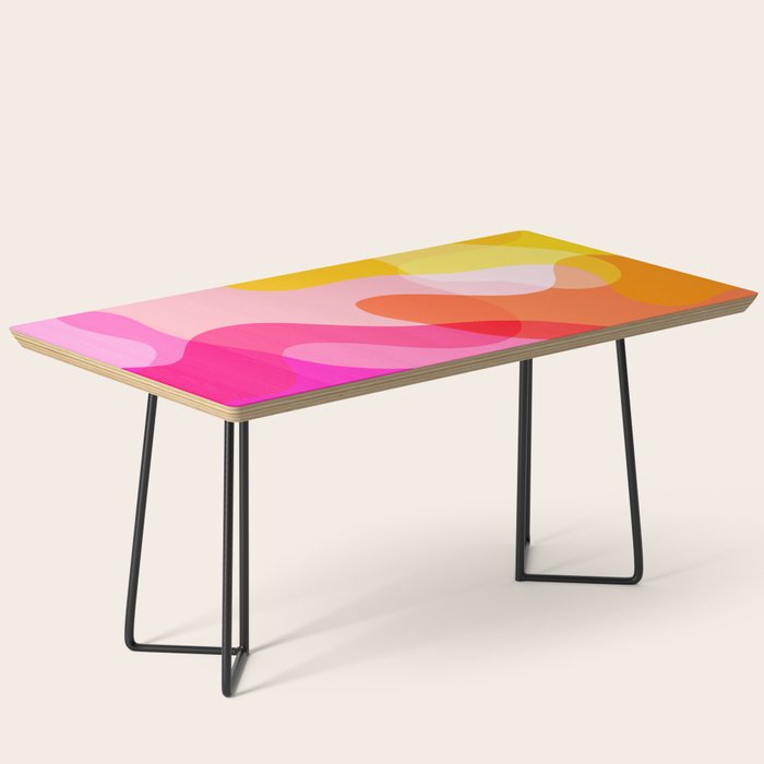Abstract Yellow Pink Colorful Organic Shapes Coffee Table Gallery Image 1