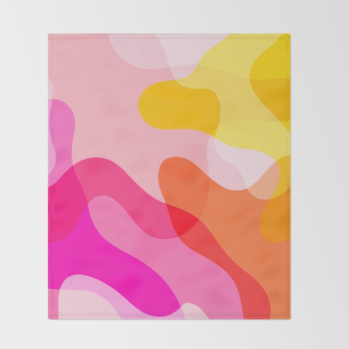 Abstract Yellow Pink Colorful Organic Shapes Throw Blanket Gallery Image 2